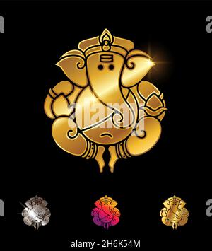 Ein Vektor-Illustrationssatz des goldenen Ganesha-Vektorzeichens Stock Vektor