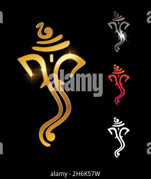 Ein Vektor-Illustrationssatz des goldenen Ganesha-Vektorzeichens Stock Vektor