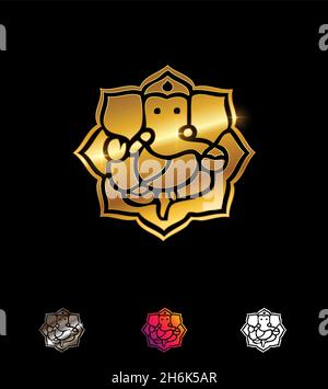 Ein Vektor-Illustrationssatz des goldenen Ganesha-Vektorzeichens Stock Vektor