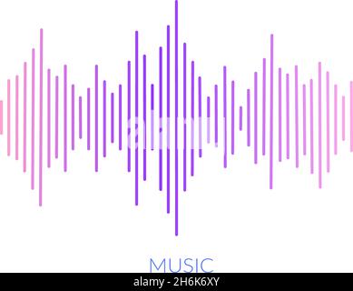 Verstärkte Schallwelle. Farbenfrohes Design mit Schallfrequenz-Musik-Audiowellen für Technologie-Vektorbild auf hellem Hintergrund Stock Vektor