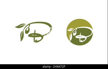 Eine Vektordarstellung des olivgrünen Monogramms Logo Buchstabe B Stock Vektor