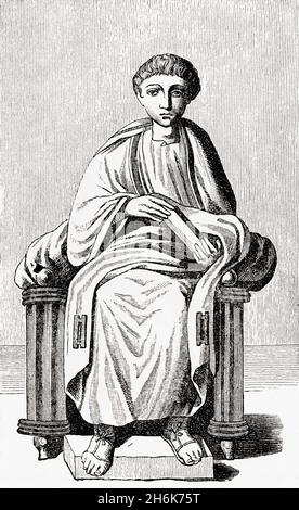 Publius Vergilius Maro, 70 – 19 v. Chr., aka Virgil oder Vergil. Antiker römischer Dichter aus der Augustanzeit. Aus Cassells Illustrated Universal History, veröffentlicht 1883. Stockfoto