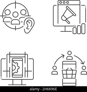 Erwerben digitaler Kenntnisse – lineare Symbole Stock Vektor