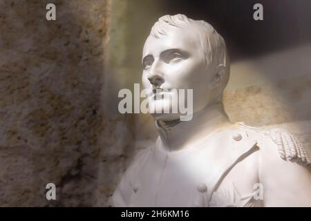 Büste Napoleons im Palacio de los Aquila, Ciudad Rodrigo, Provinz Salamanca, Spanien. Napoleon Bonaparte, 1769 - 1821, Kaiser des F Stockfoto