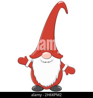 eps-Vektordatei, weihnachtsgnome mit Charaktergesicht für weihnachten und Winterkonzepte, Cartoon-Illustration Stock Vektor