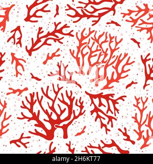 Korallenmuster. Ocean Sea Reef Korallen, Aquarium marine life Design Vektor nahtlose Tapete Stock Vektor