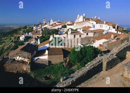 Überblick über das historische Dorf Monsaraz, Alentejo, Portugal Stockfoto