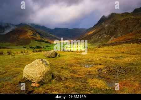 GREAT LANGDALE VALLEY DER LAKE DISTRICT Stockfoto