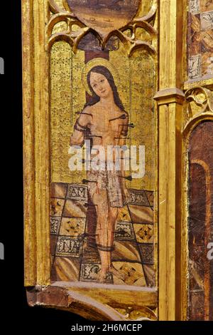 San Miguel Altarbild. Kathedrale von Valencia. Valencia. Comunitat Valenciana. Spanien. Stockfoto