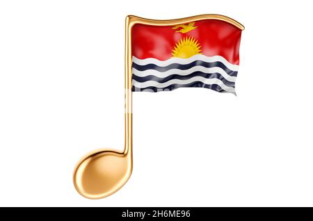 Musikalische Note mit Kiribatian-Flagge. Musik in Kiribati, Konzept. 3D-Rendering auf weißem Hintergrund isoliert Stockfoto