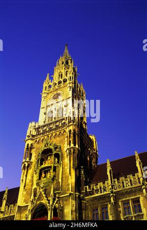 Neues Rathaus Glockenspiel, München, Bayern, Deutschland Stockfoto