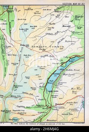 Karte mit Mardale und Haweswater, bevor das Tal gestaucht und überflutet wurde. Von einem 1889 Baddeley's gründlichen Führer zum English Lake District. Stockfoto