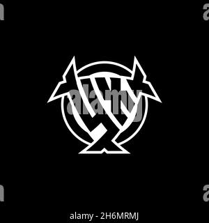 YX Monogram-Logo-Buchstabe mit Dreieck-Schild und kreisförmiges Design auf isoliertem Hintergrund. Dreieck-Monogramm-Logo, Schild-Monogramm-Logo, Trian Stock Vektor