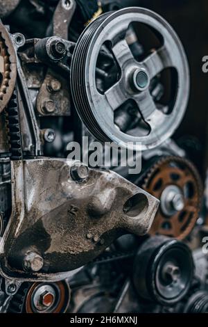 Teil des Automotors, Details, Makrofoto Stockfoto
