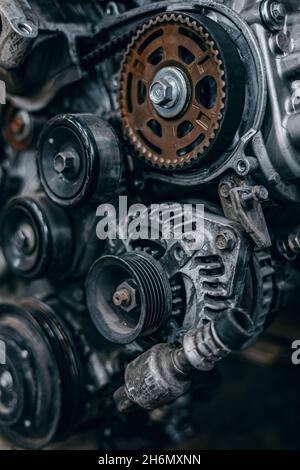 Teil des Automotors, Details, Makrofoto Stockfoto