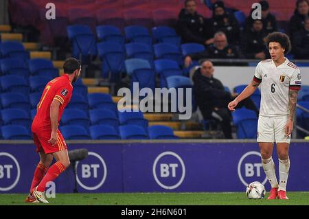 Axel Witsel - Belgien auf dem Ball beim WM-Qualifikationsspiel zwischen Wales und Belgien Karl W Newton/Sports Pressefoto Stockfoto