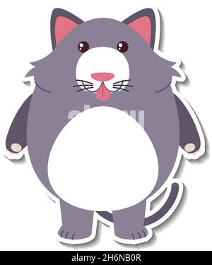 Mollige Katze Tier Cartoon Aufkleber Illustration Stock Vektor
