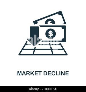 Symbol für Marktrückgang. Monochromes Schild aus der Krisensammlung. Creative Market Decline Icon Illustration für Web-Design, Infografiken und mehr Stock Vektor