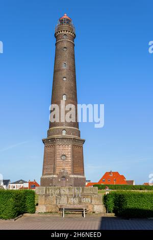 Neuer Leuchtturm auf Borkum, Ostfriesische Inseln, Deutschland. Stockfoto