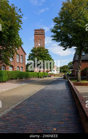 Alter Leuchtturm auf Borkum, Ostfriesische Inseln, Deutschland. Stockfoto