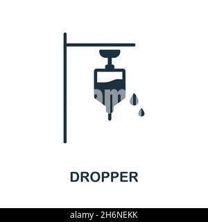 Dropper-Symbol. Monochromes Schild aus der Sammlung medizinischer Geräte. Creative Dropper Icon Illustration für Web-Design, Infografiken und mehr Stock Vektor