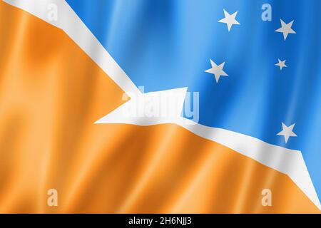 Flagge der Provinz Tierra Del Fuego, argentinische Banner-Kollektion. 3D-Illustration Stockfoto