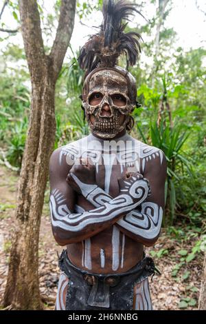 Maya gekleidet indianer, Yucatec-Maya archäologische Stätte, EkÊ¼ Balam, Yucatan, Mexiko Stockfoto