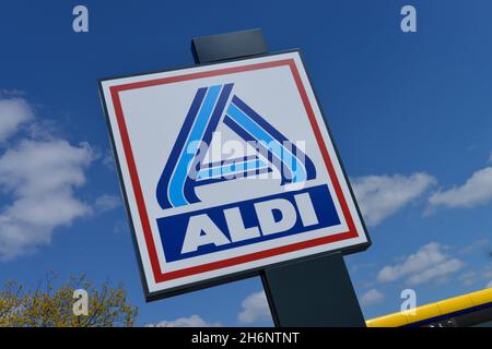 Sign, Aldi, Berlin, Deutschland Stockfoto