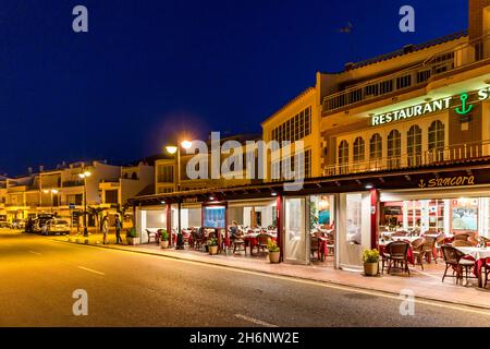 Port de Fornells, Abendstimmung, Fornells, Menorca, Balearen, Spanien Stockfoto