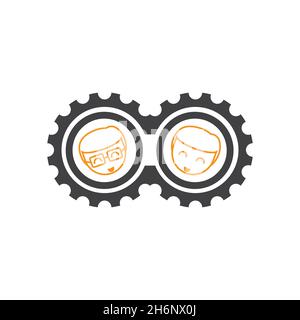 vektor-Design. Logo aus der Kombination von Techno-Logo mit Studenten-Logo erstellt. Stock Vektor