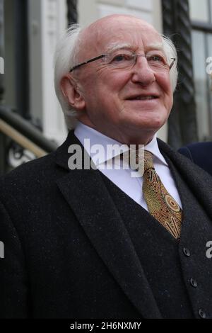 Michael D Higgins, Präsident von Irland, im Mansion House anlässlich der Feierlichkeiten zum 1916-jährigen Bestehen in Dublin. Stockfoto
