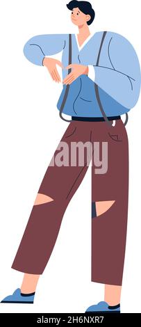 Männlicher Charakter, der Liebesgesten mit Händen zeigt Stock Vektor