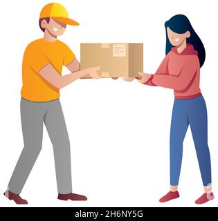 Paketlieferung auf Weiß Stock Vektor