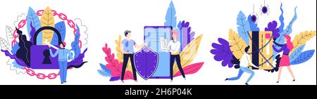 Cybersicherheit und Sicherheit personenbezogener Daten im Internet Stock Vektor