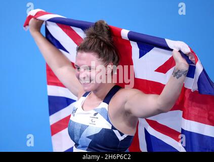 Datei-Foto vom 03-09-2021 der britischen Jordanne Whiley, die ihren Ausscheiden aus dem Sport angekündigt hat. Die 29-Jährige beendet ihre Karriere als eine der meistdekorierten Tennisspielerinnen Großbritanniens, nachdem sie 13 Grand-Slam-Titel und vier Paralympics-Medaillen gewonnen hat. Ausgabedatum: Mittwoch, 17. November 2021. Stockfoto