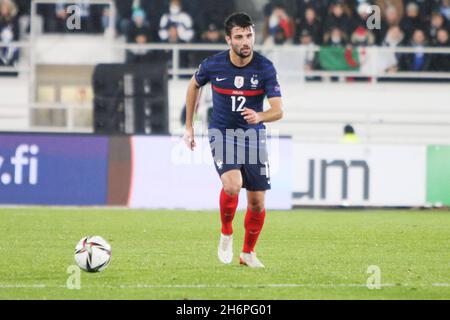 Leo Dubois aus Frankreich während der FIFA Weltmeisterschaft 2022, Qualifikationsspiel der Gruppe D zwischen Finnland und Frankreich am 16. November 2021 im Olympiastadion in Helsinki, Finnland - Foto Laurent Lairys / DPPI Stockfoto