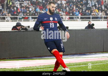 Karim Benzema aus Frankreich während der FIFA Weltmeisterschaft 2022, Qualifikationsspiel der Gruppe D zwischen Finnland und Frankreich am 16. November 2021 im Olympiastadion in Helsinki, Finnland - Foto Laurent Lairys / DPPI Stockfoto