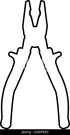 Zangen Werkzeug Kontur Umriss Symbol schwarz Farbe Vektor Illustration flache Stil einfaches Bild Stock Vektor
