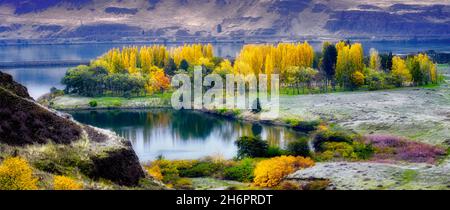 Herbstfarben am Horesthief Lake State Park, Washington. Columbia River Gorge National Scenic Area Stockfoto