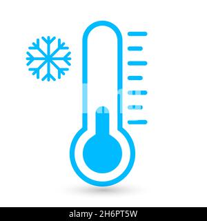 Symbol für Thermometer bei kaltem Wetter. Vektorgrafik auf weißem Hintergrund. Kann für Website-, App- oder Infografiken-Materialien verwendet werden. Stock Vektor