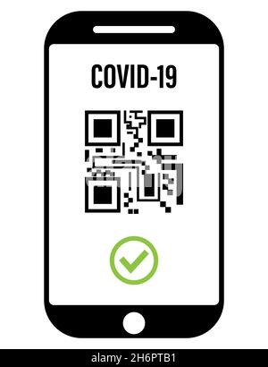 QR-Code des Symbols für den Impfpass. Vektorgrafik auf weißem Hintergrund Stock Vektor