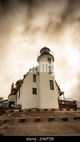 Point Betsie Light ist der Eingang zur Manitou Passage am Nordostufer des Lake Michigan USA Stockfoto