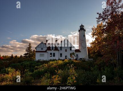 Point Iroquois Leuchtturm im Hiawatha National Forest im oberen Michigan USA Stockfoto