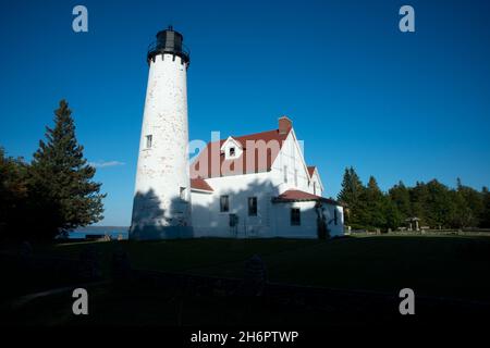 Point Iroquois Leuchtturm im Hiawatha National Forest im oberen Michigan USA Stockfoto