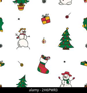 Neujahr Zeichnungen Ikonen, große Reihe von festlichen Clip-Art-Grafiken. Weihnachtliche Designelemente. Stockfoto