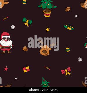 Neujahr Zeichnungen Ikonen, große Reihe von festlichen Clip-Art-Grafiken. Weihnachtliche Designelemente. Stockfoto