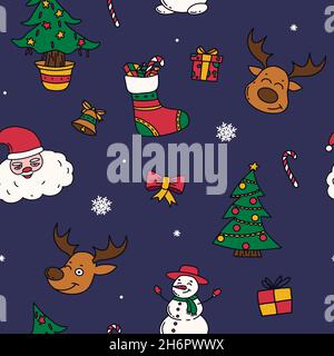 Neujahr Zeichnungen Ikonen, große Reihe von festlichen Clip-Art-Grafiken. Weihnachtliche Designelemente. Stockfoto