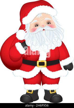 Weihnachtsmann mit rotem Sack. Vector Santa Claus Stock Vektor