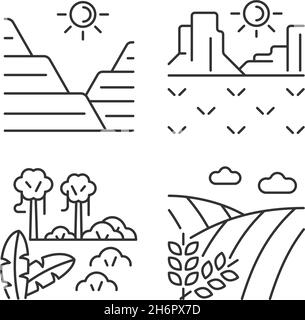 Lineare Landformen-Symbole gesetzt Stock Vektor