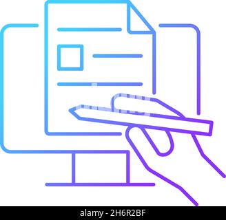 Digitales Schreiben Gradient lineares Vektor-Symbol Stock Vektor